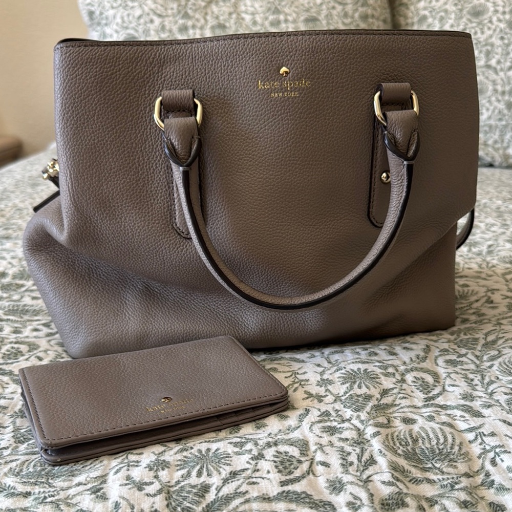Kate Spade Taupe Satchel with Structured Design